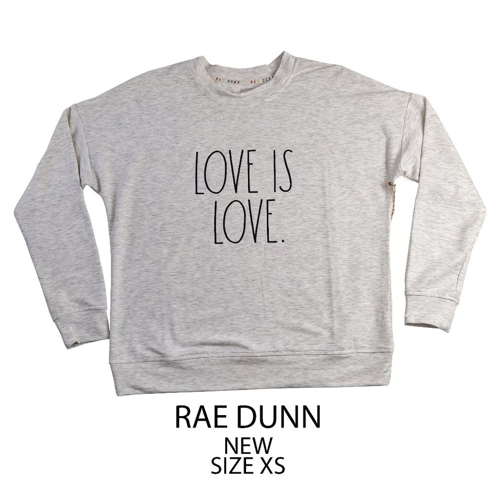 NEW RAE DUNN Oversized Sweatshirt Love Is Love XS